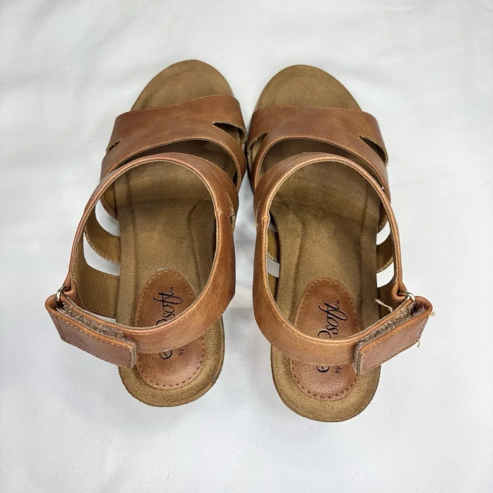 Eurosoft Sandra Brown Wedge Size 8 Womens Strappy Cork Sandals Shoes